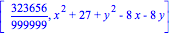 [323656/999999, x^2+27+y^2-8*x-8*y]